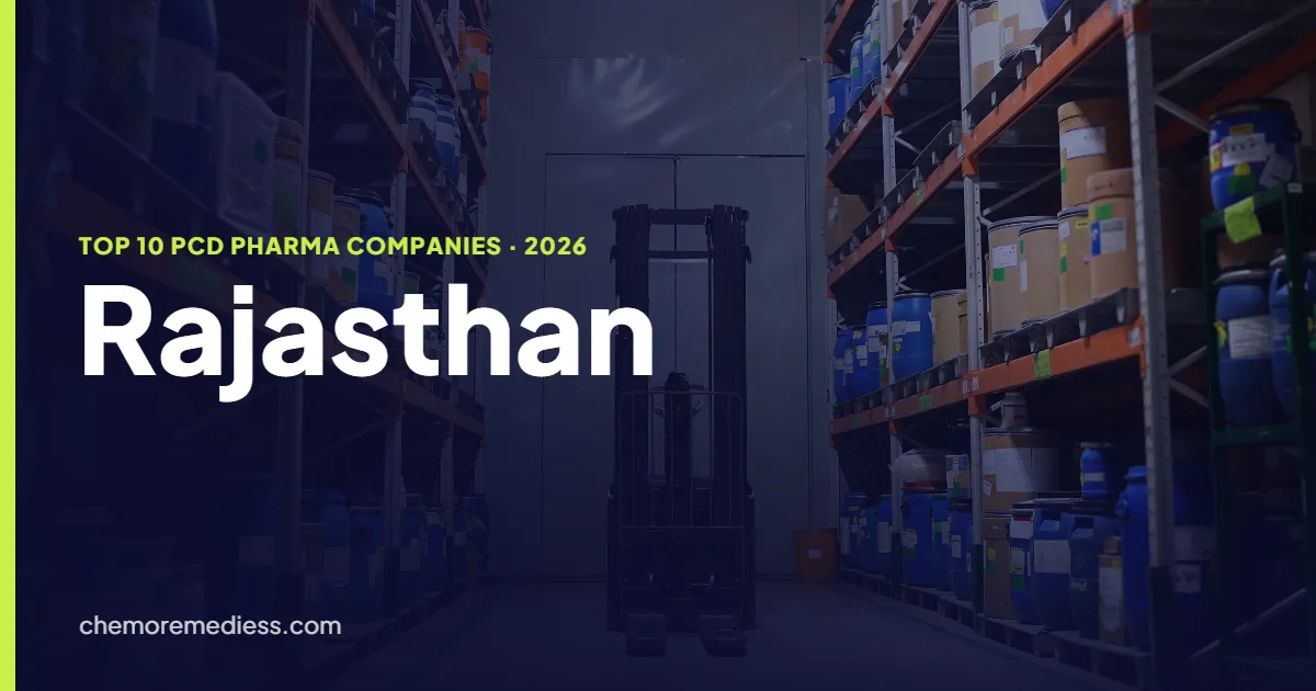 Stocked shelves of pharmaceutical cartons ready for dispatch to Rajasthan distributors
