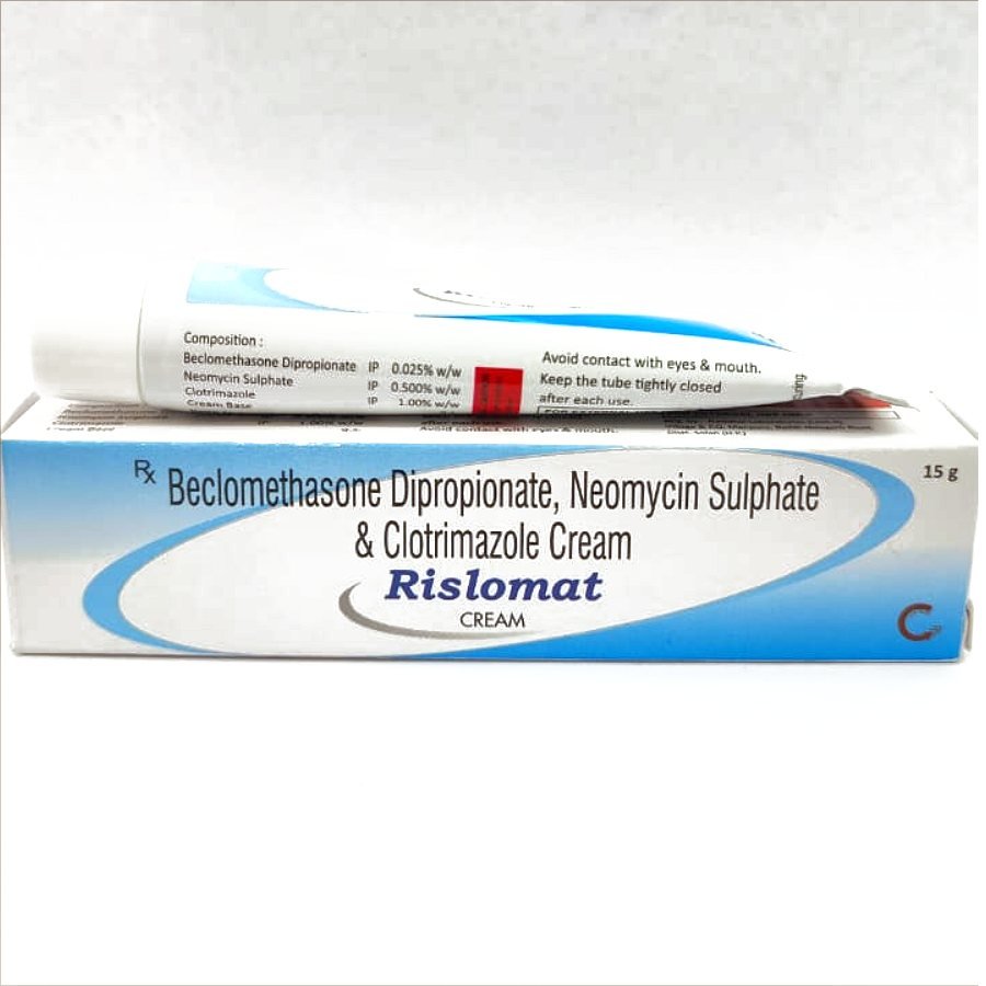 RISLOMAT Ointment — Beclomethasone Dipropionate 0.025% w/w + Clotrimazole 1.00% w/w + Neomycin Sulphate 0.5% w/w